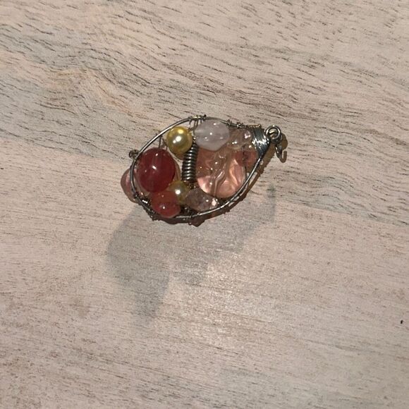 Handmade pink and silver pendant | Sz OS - Picture 3 of 5